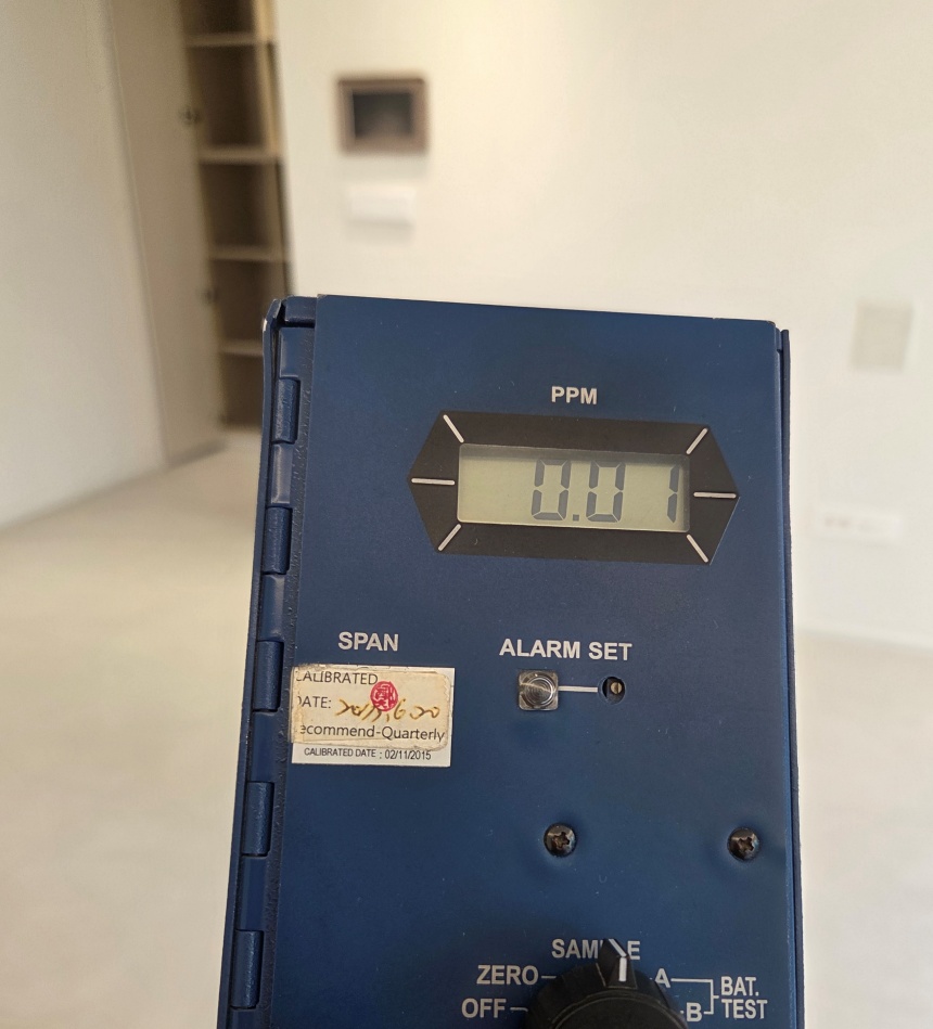 군포 아파트 인테리어 냄새 제거 시공 후 포름알데히드 0.01 ppm 측정 결과