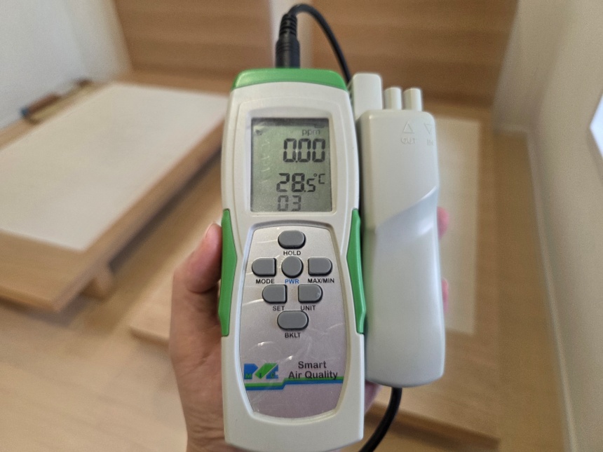 오존 공정과 환기 후 오존 농도 0.00ppm 확인